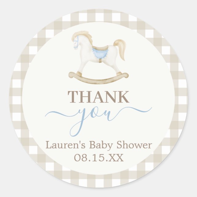 Rocking Horse Baby Shower Round Sticker (Front)