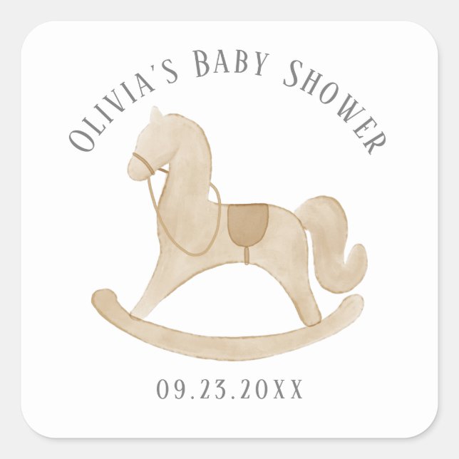 Rocking Horse Baby Shower Square Sticker (Front)