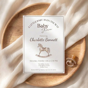 Rocking Horse Baby Shower Vintage Neutral Invitation