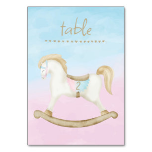 Rocking Horse Blue Pink Gender Baby Table Number