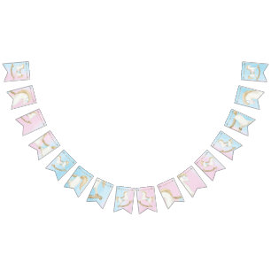 Rocking Horse Blue Pink Gender Neutral Baby Shower Bunting Flags