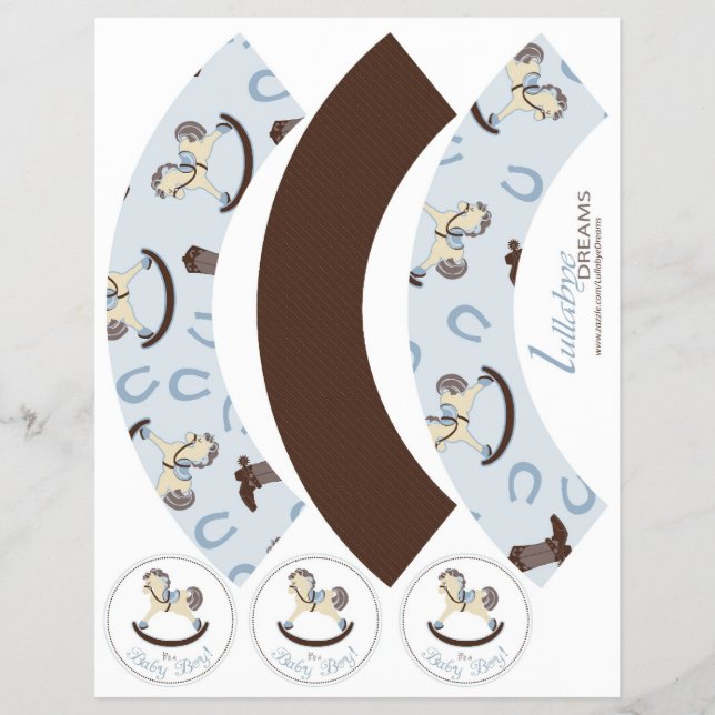 Rocking Horse Boy Cupcake Wrapper 2D (Front)