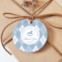 Rocking Horse Classic Argyle Blue Baby Shower