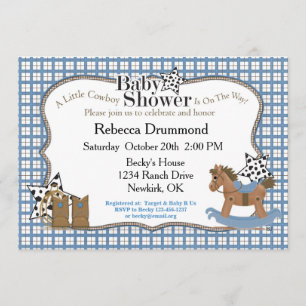 Rocking Horse Cowboy Baby Shower Invitation