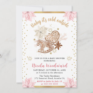 Rocking Horse Gingerbread Winter Baby Shower Invitation