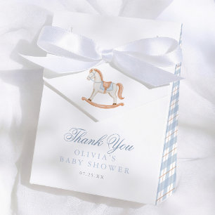 Rocking Horse Gingham Baby Shower Thank You Favor Box