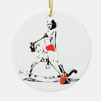 ROCKING HORSE GIRL! CERAMIC ORNAMENT