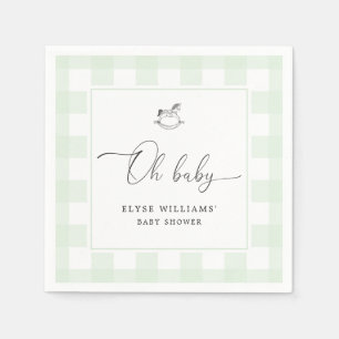 Rocking Horse Green Gingham Oh Baby Paper Napkin