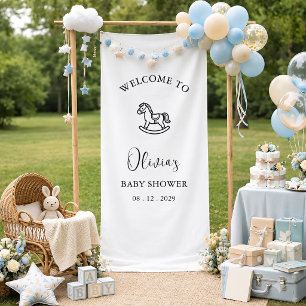 Rocking Horse Minimalist Script Baby Shower Banner