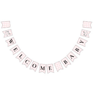 Rocking Horse Pink Gingham Baby Shower Bunting Bunting Flags