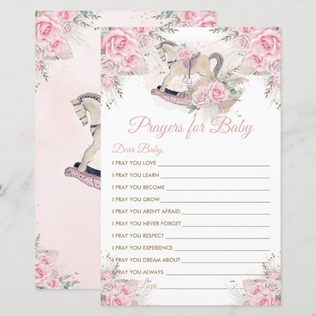 Rocking Horse Pink Pampas Grass Prayers for Baby (Front/Back)