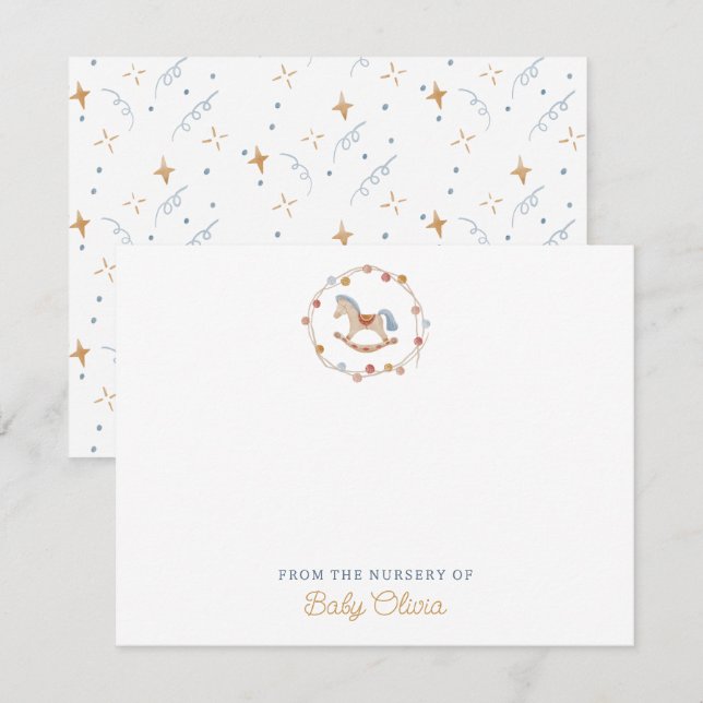 rocking horse, pom-poms, from the nursery of card (Front/Back)