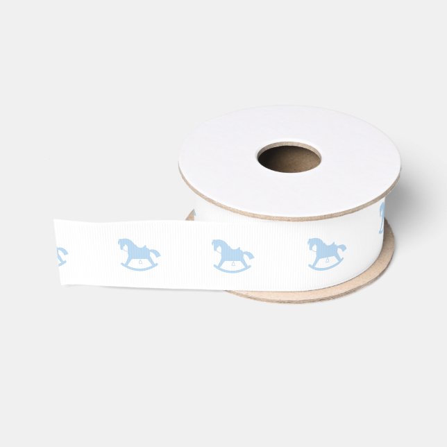 Rocking Horse Silhouette Ribbon Blue Grosgrain Ribbon (Spool)