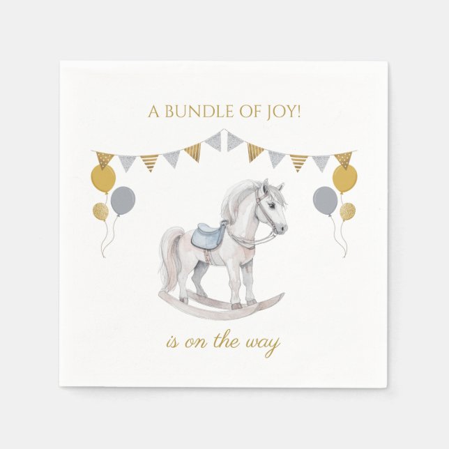 Rocking horse with bunting flags napkin (Front)
