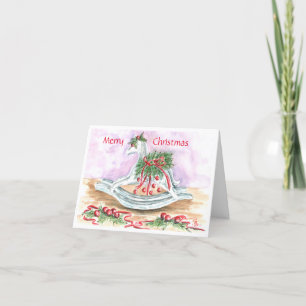 Rocking Horse with Red Christmas Bulbs Holiday Card