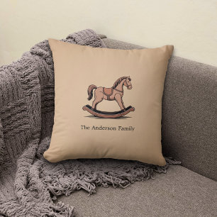 Rocking Horse - Wooden Toys Throw Pillow