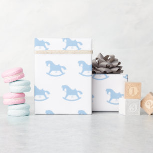 Rocking Horse Wrapping Paper Blue