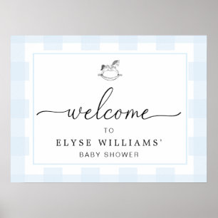 Rocking Hose Blue Gingham Welcome Sign