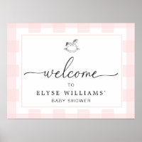 Rocking Hose Pink Gingham Welcome Sign