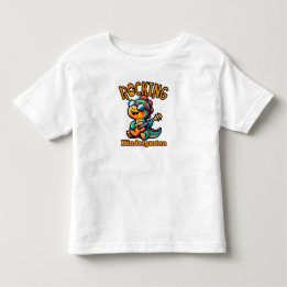 Rocking Kindergarten Dinosaur with guitar Toddler T-shirt