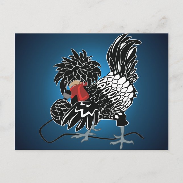 Rocking Polish Crested Chicken Postcard (Front)