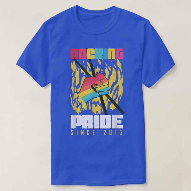 Rocking Pride 2012 Rainbow Drum Gay LGBTQ LGBT Pri T-Shirt (Design Front)
