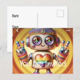 Rocking Retro Robot  Invitation Postcard