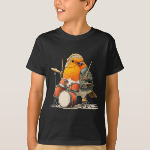 Rocking Robin Bird Costume with Cool Drums Music T-Shirt
