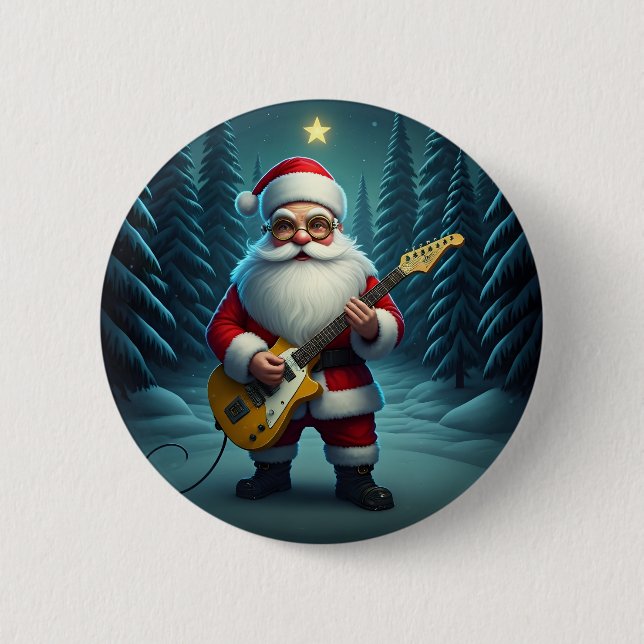 Rocking Santa 2 Inch Round Button (Front)