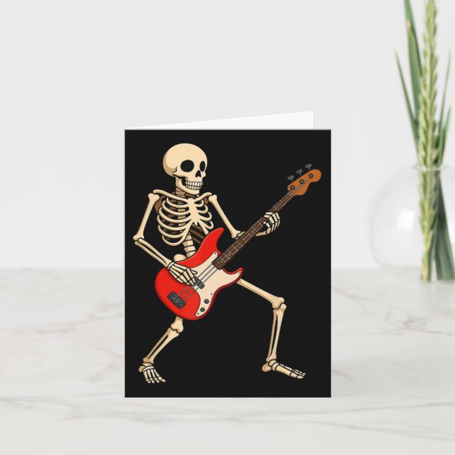 Rocking Skeleton For Halloween Music Lovers Funny  Card (Front)