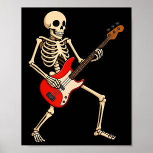 Rocking Skeleton For Halloween Music Lovers Funny Poster