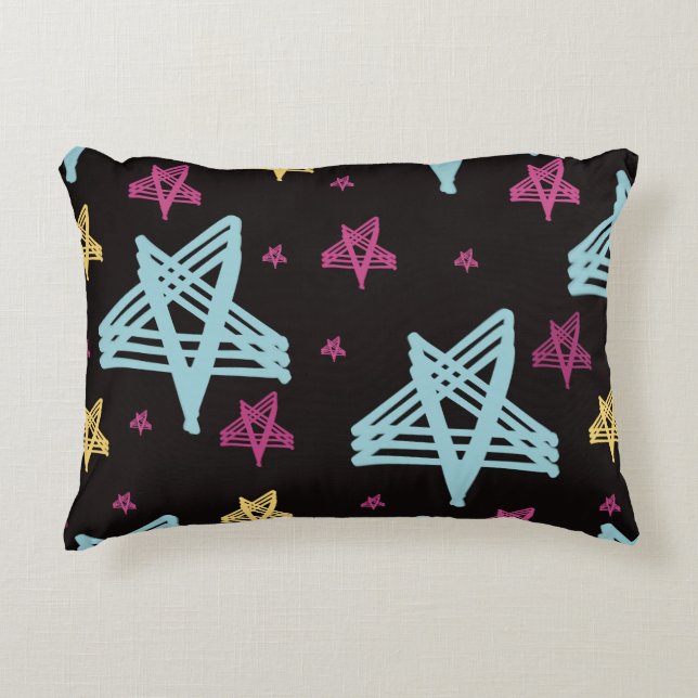 Rocking Stars Pink Blue Black  Accent Pillow (Front)