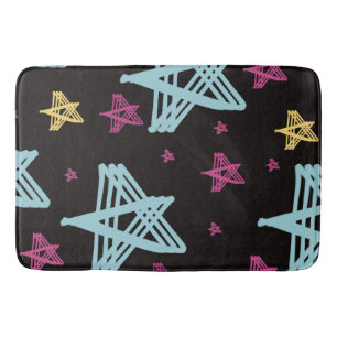 Rocking Stars Pink Blue Black  Bath Mat