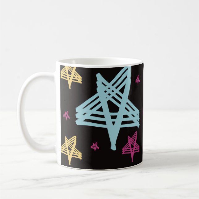 Rocking Stars Pink Blue Black  Coffee Mug (Left)