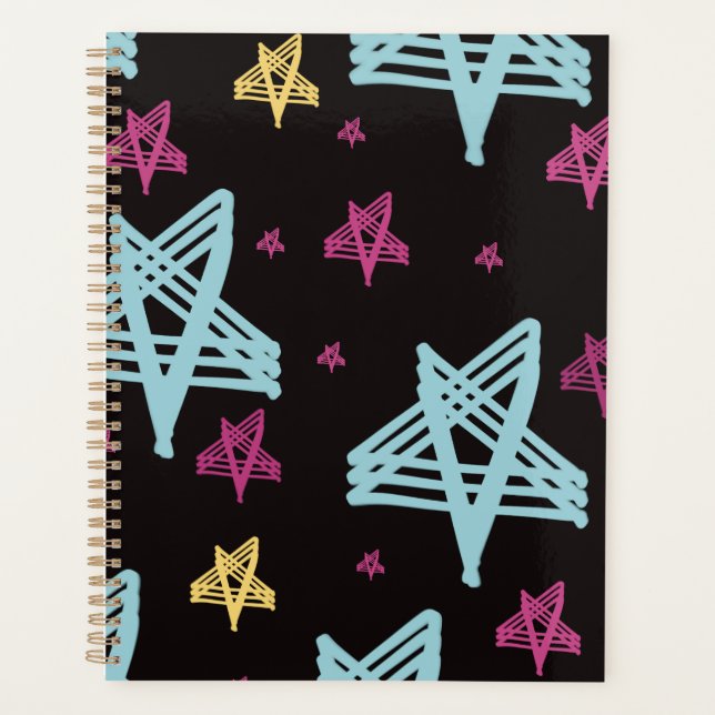 Rocking Stars Pink Blue Black  Planner (Front)