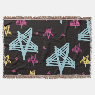 Rocking Stars Pink Blue Black  Throw Blanket