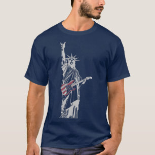 Rocking Statue Of Liberty 4th of July Guitar 2831 T-Shirt