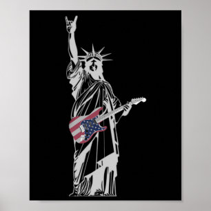 Rocking Statue Of Liberty 4th Of July Guitar  Poster