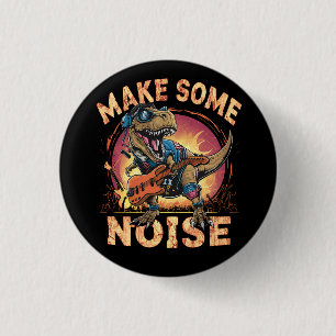 Rocking T-Rex Dinosaur Concert Art 1 Inch Round Button