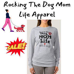 Rocking The Dog Mom Life DOG NAME Paw Print Heart T-Shirt