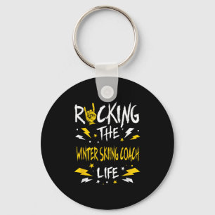 Rocking The Winter Skiing Coach Funny Alpine Skiin Keychain