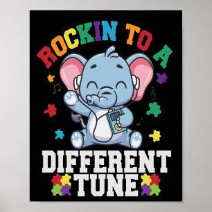 Rocking to a Different Tune Cute Elephant Autism Poster