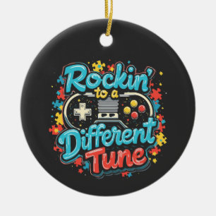Rocking to a Different Tune Gaming Pad Autism  Ceramic Ornament