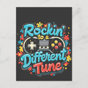 Rocking to a Different Tune Gaming Pad Autism Postcard
