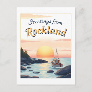 Rockland, Maine – Coastal Sunsets vintage Postcard