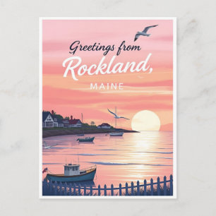 Rockland, Maine – Coastal Sunsets vintage Postcard