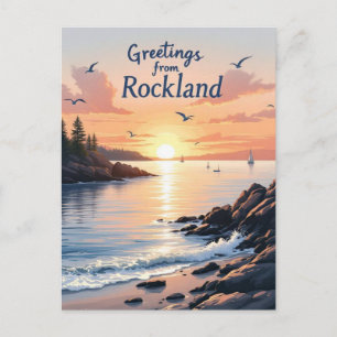 Rockland, Maine – Coastal Sunsets vintage Postcard