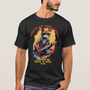 Rock'n roll dancing Cat with electric Guitar for C T-Shirt