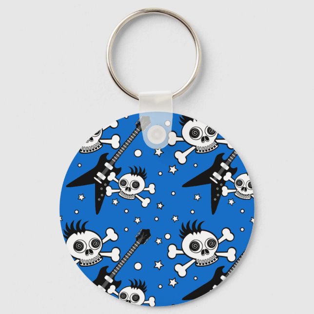 Rock'n Skulls with Guitars Keychain (Front)