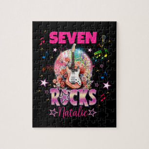 Rock'n'Roll Guitar Musical Birthday Girl Rockstar  Jigsaw Puzzle